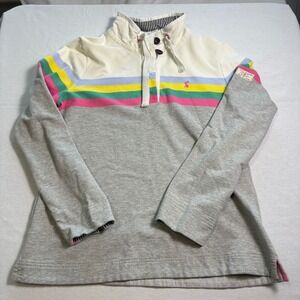 Joules Sweatshirt Multi-Color Stripe Funnel Neck US 12